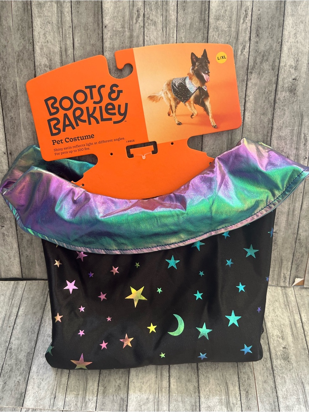 Boots & Barkley Iridescent Star Halloween Cape - Black/Multicolor
